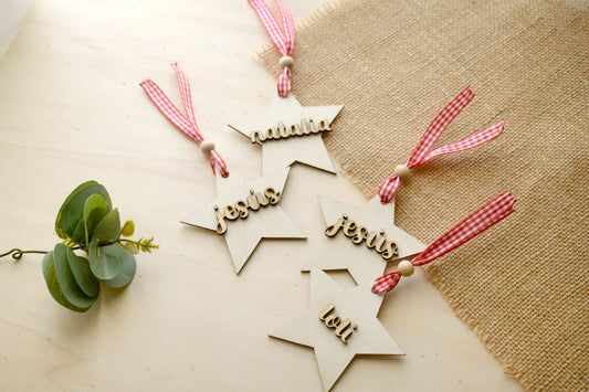 Pack de 4 Estrellas de Navidad Personalizadas en Madera